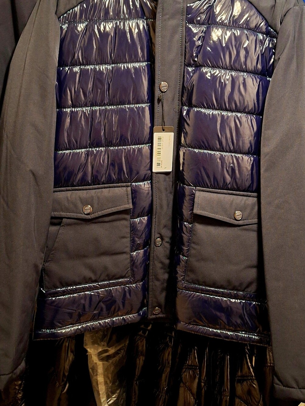 Men's Navy Quilted Jacket with Pocket Detail Size L - fits like M.